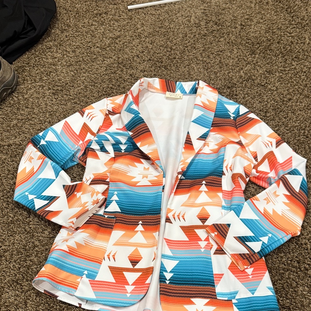 Geometric Patterned Jacket - Multicolor